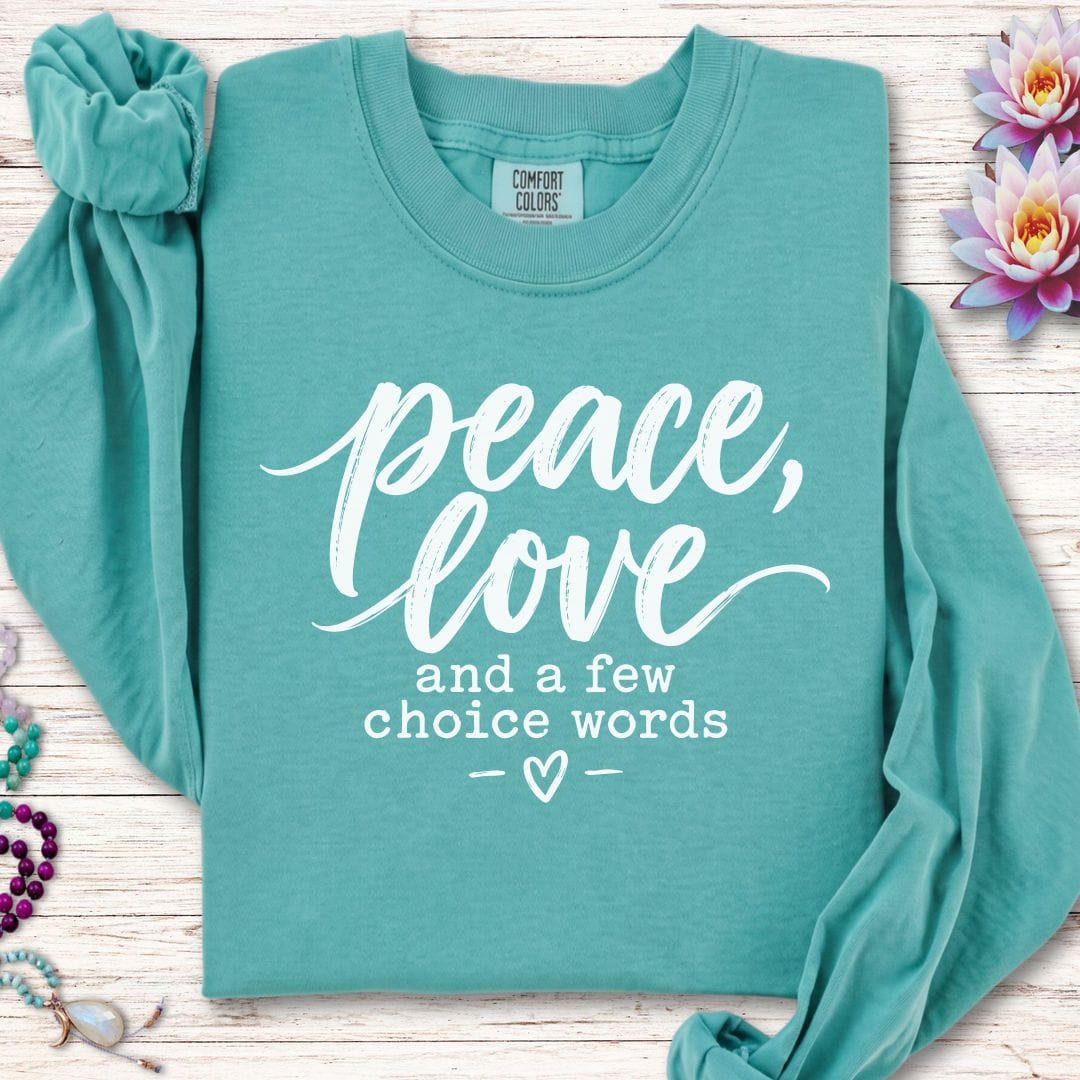 Printify Long-sleeve A Few Choice Words Long Sleeve Tee Seafoam / S