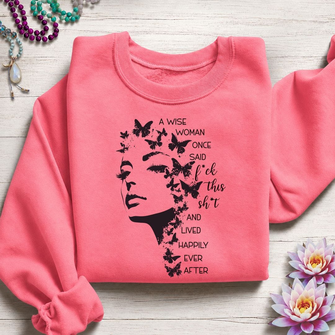 Printify Sweatshirt A Wise Woman Sweatshirt Safety Pink / S