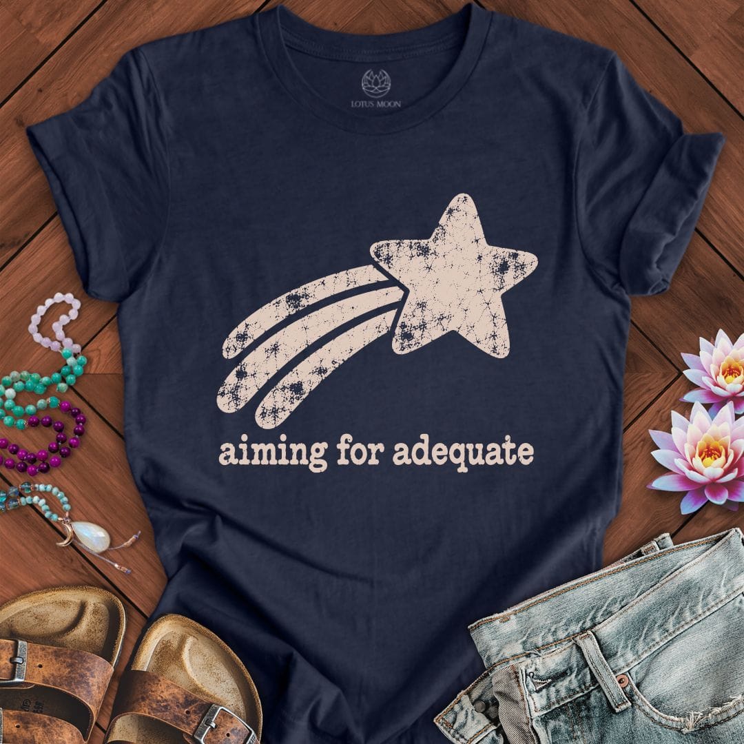 Printify T-Shirt Aiming For Adequate Tee Heather Midnight Navy / S