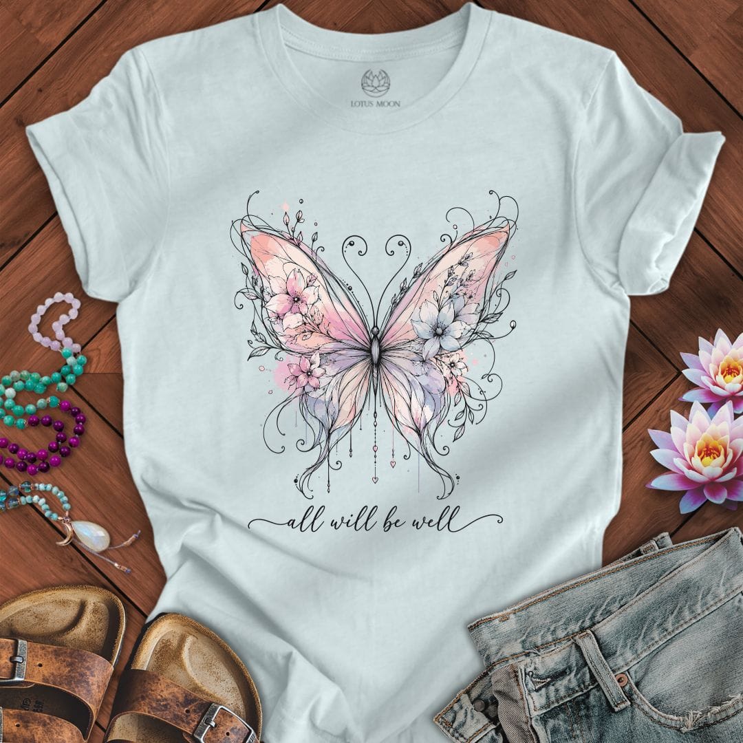 All Will Be Well Tee Heather Ice Blue