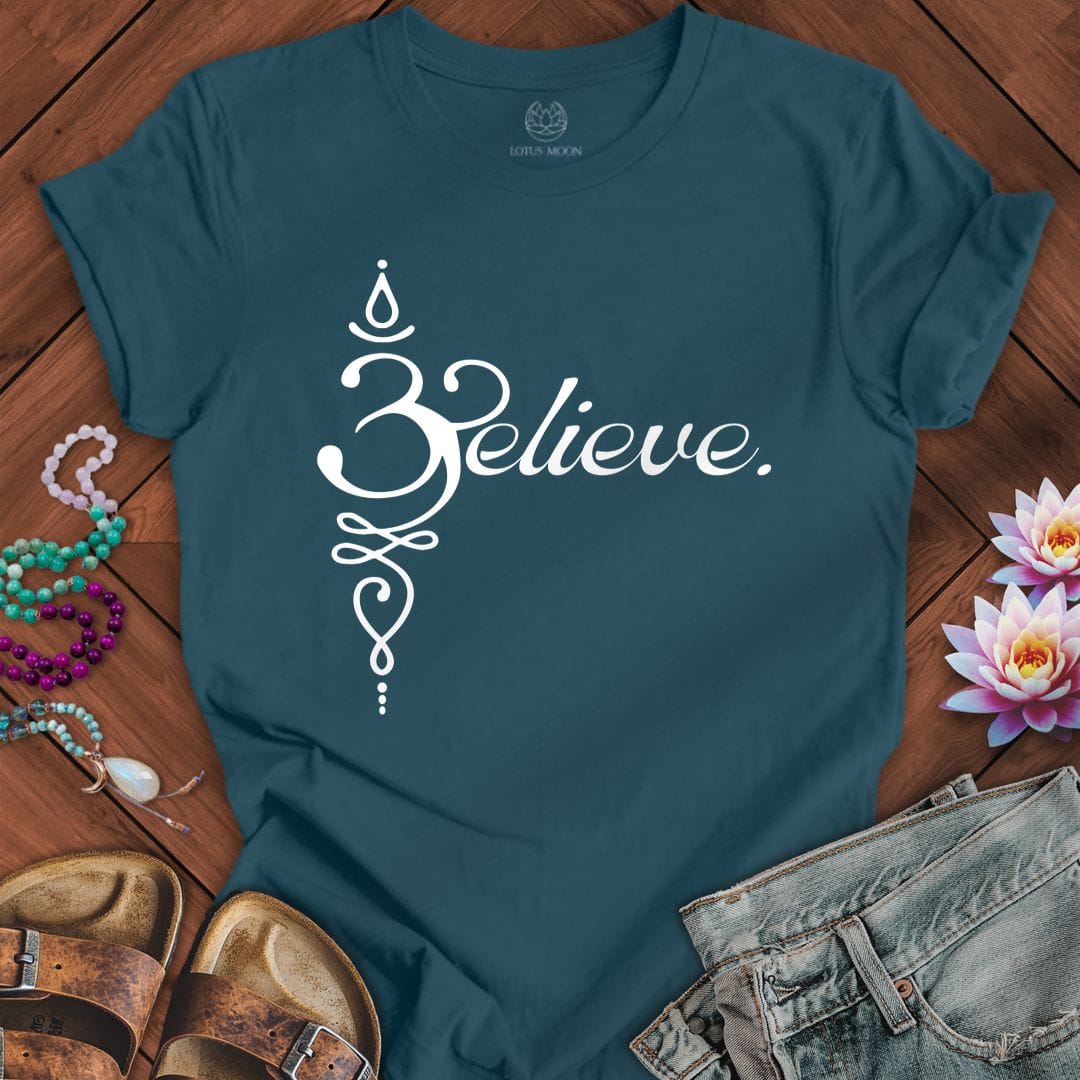 Believe Om Tee Deep Teal