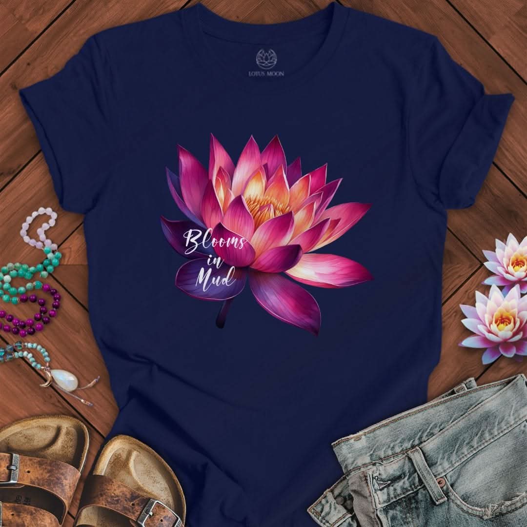 Blooms In Mud Tee Navy