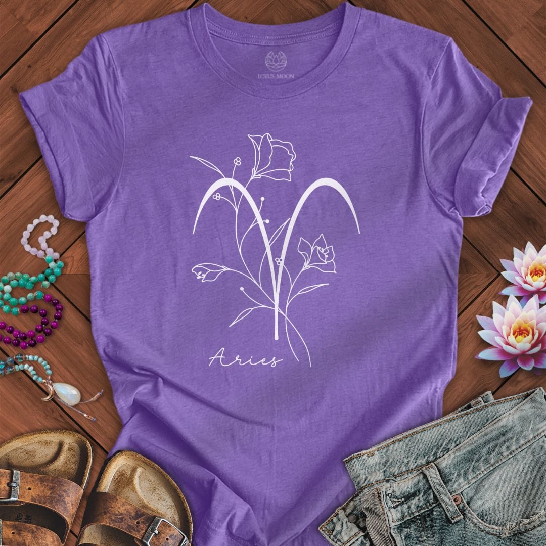 Lotus Moon Co. T-Shirt Boho Aries Tee Heather Team Purple / S