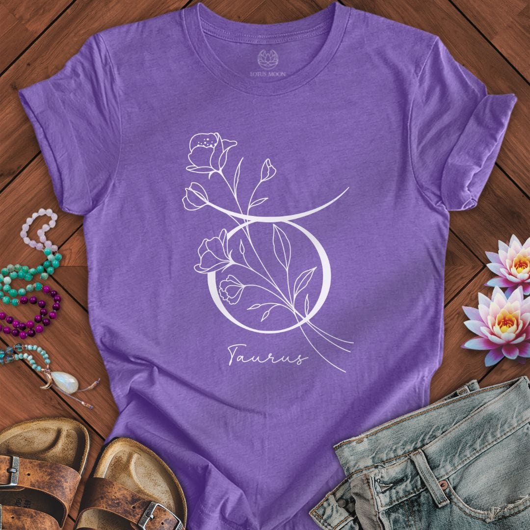 Lotus Moon Co. T-Shirt Boho Taurus Tee Heather Team Purple / S