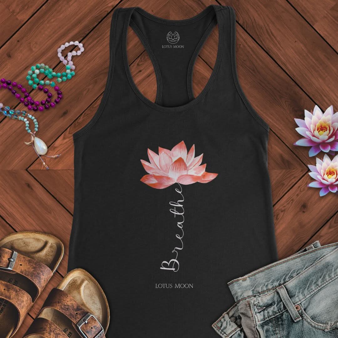 Breathe Lotus Tank Solid Black