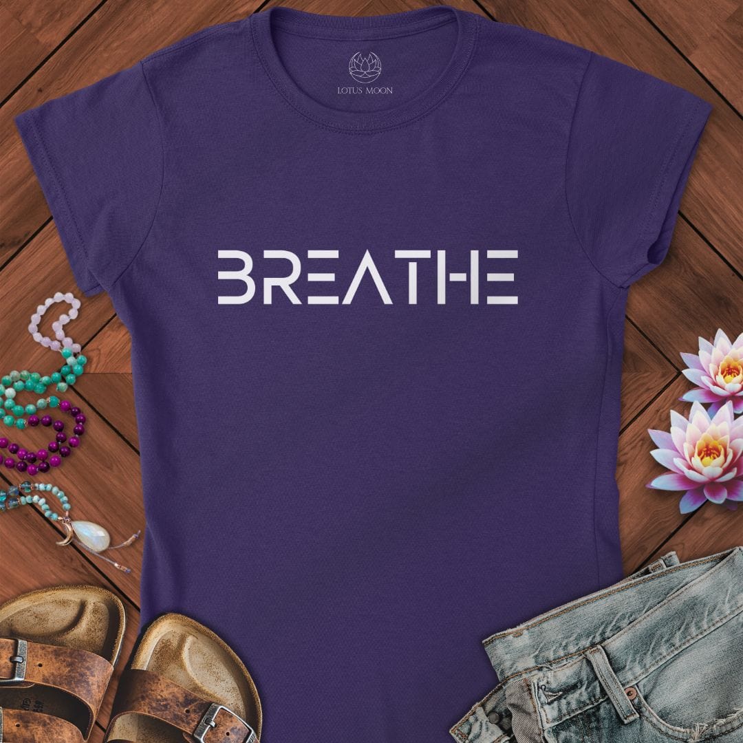 Breathe Text Fitted Tee Purple