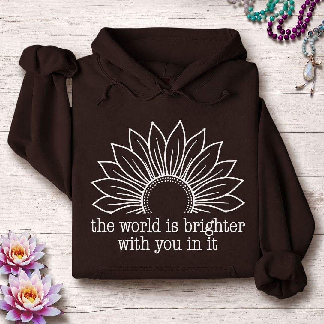 Printify Hoodie Brighter World Sunflower Hoodie Dark Chocolate / S