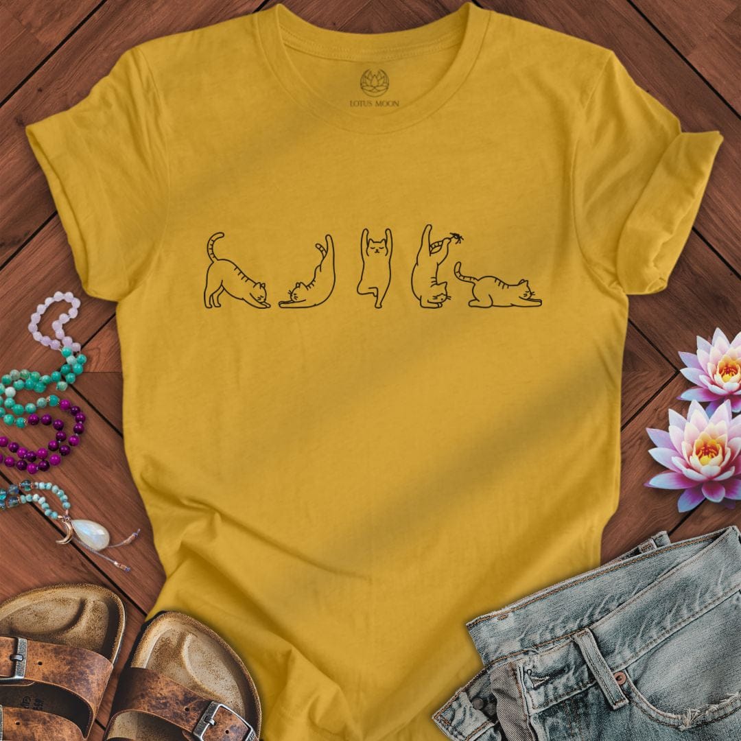 Cat Yoga Flow Tee Heather Mustard