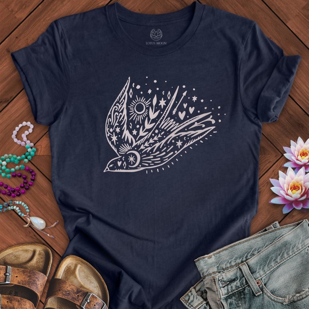 Celestial Bird Tee Heather Midnight Navy