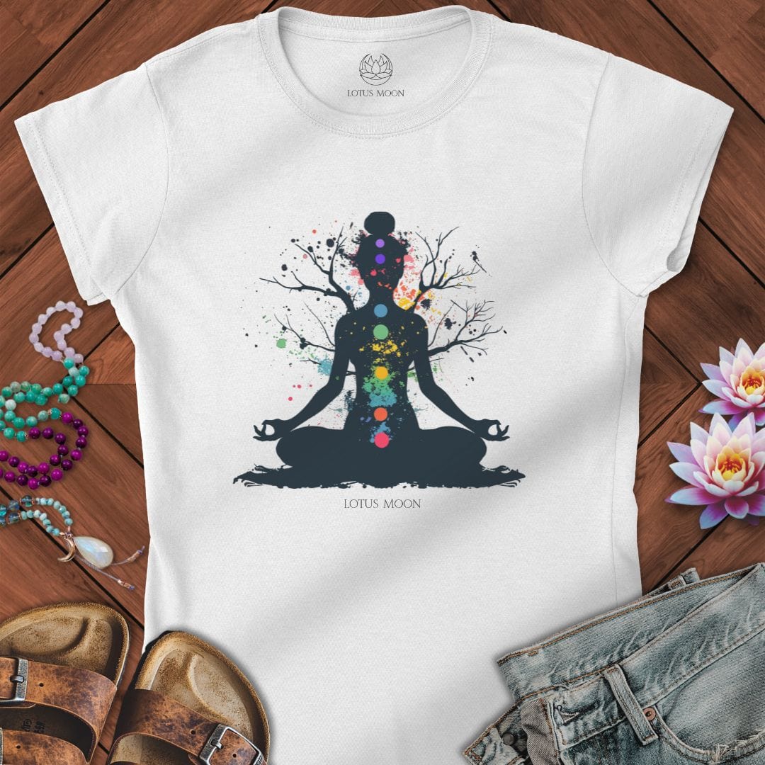 Chakra Tree Fitted Tee White
