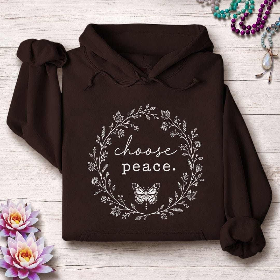 Printify Hoodie Choose Peace Hoodie Dark Chocolate / S
