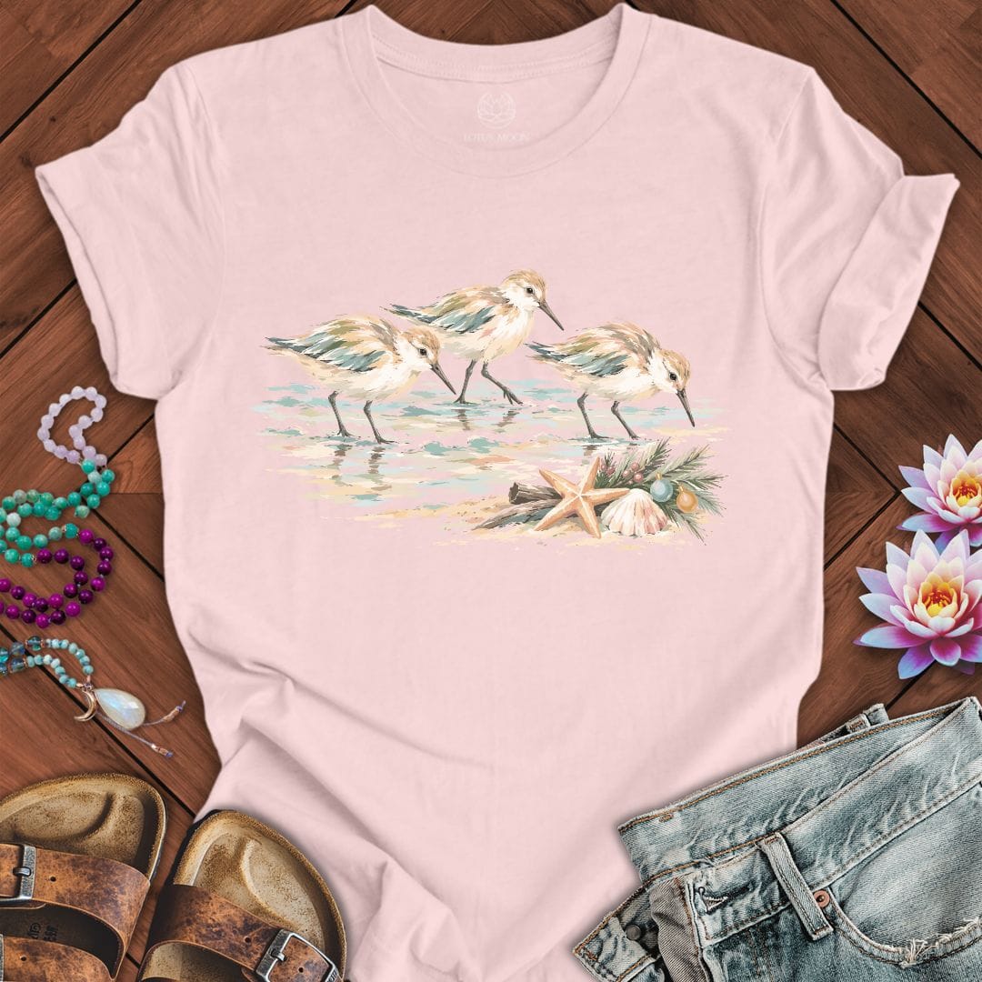 Christmas Sandpipers Tee Soft Pink