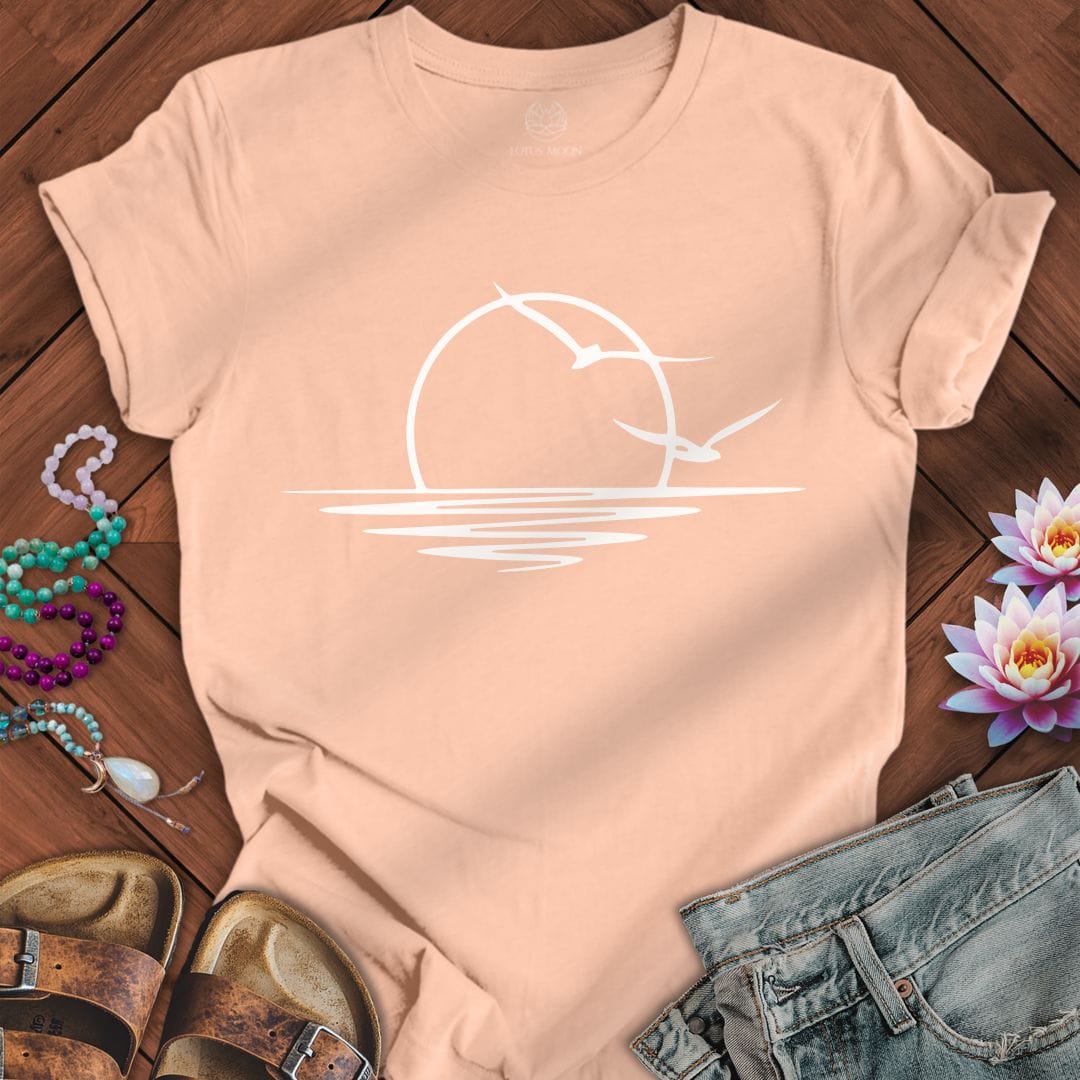 Printify T-Shirt Coastal Sunset Tee Peach / S