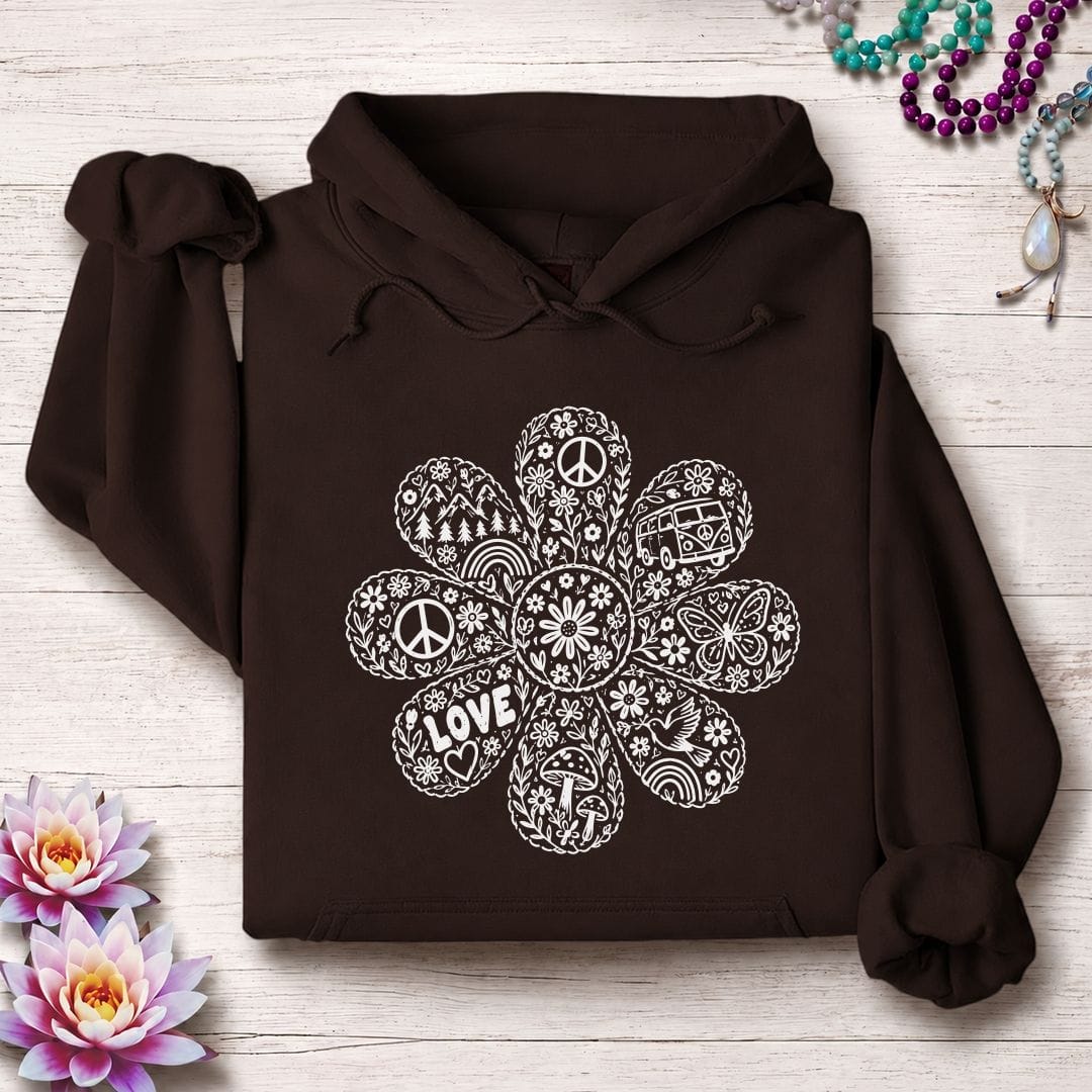 Doodle Daisy Hoodie Dark Chocolate