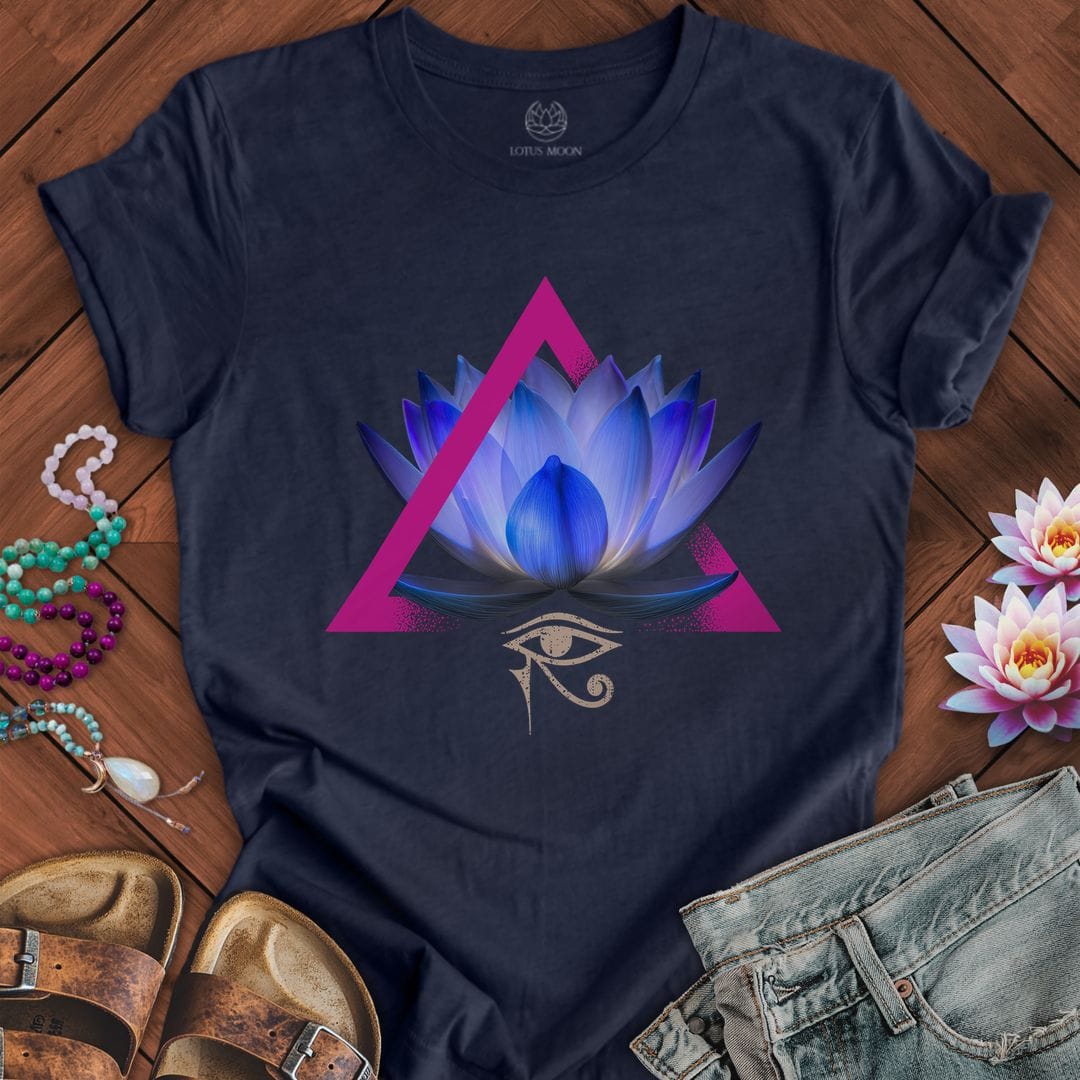 Printify T-Shirt Egyptian Blue Lotus Tee Heather Midnight Navy / S
