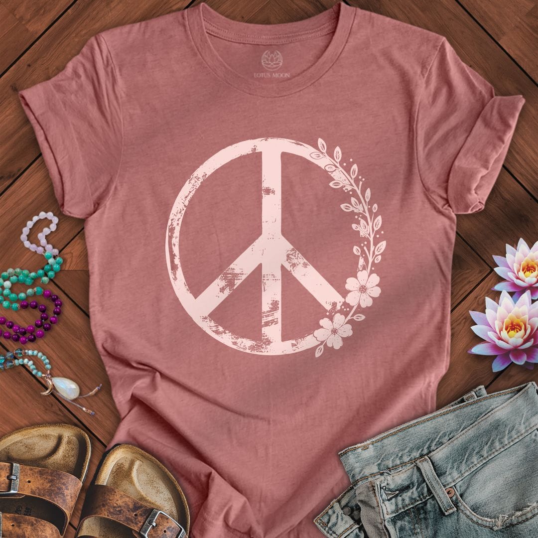 Floral Classic Peace Tee Heather Mauve