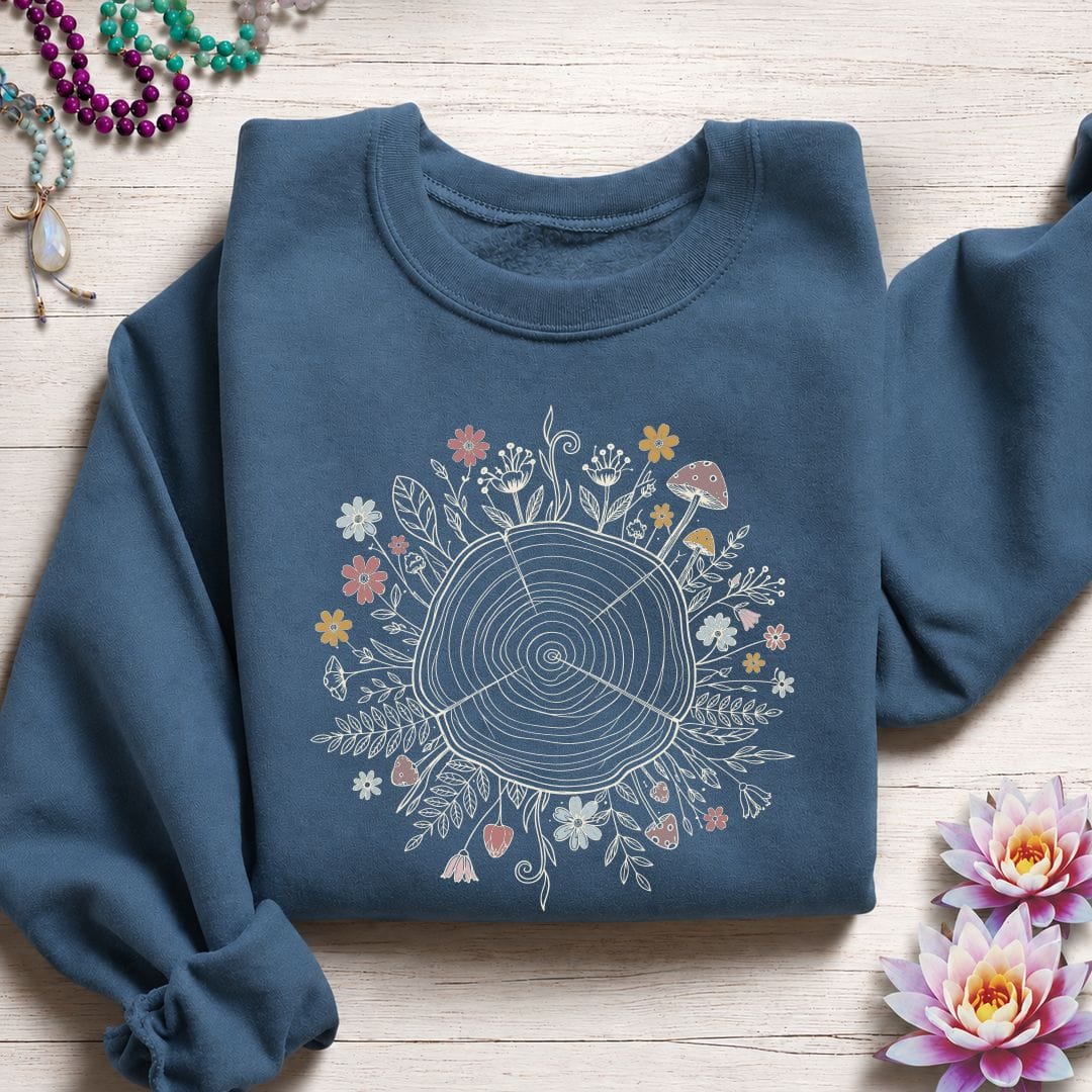 Floral Tree Ring Sweatshirt Indigo Blue