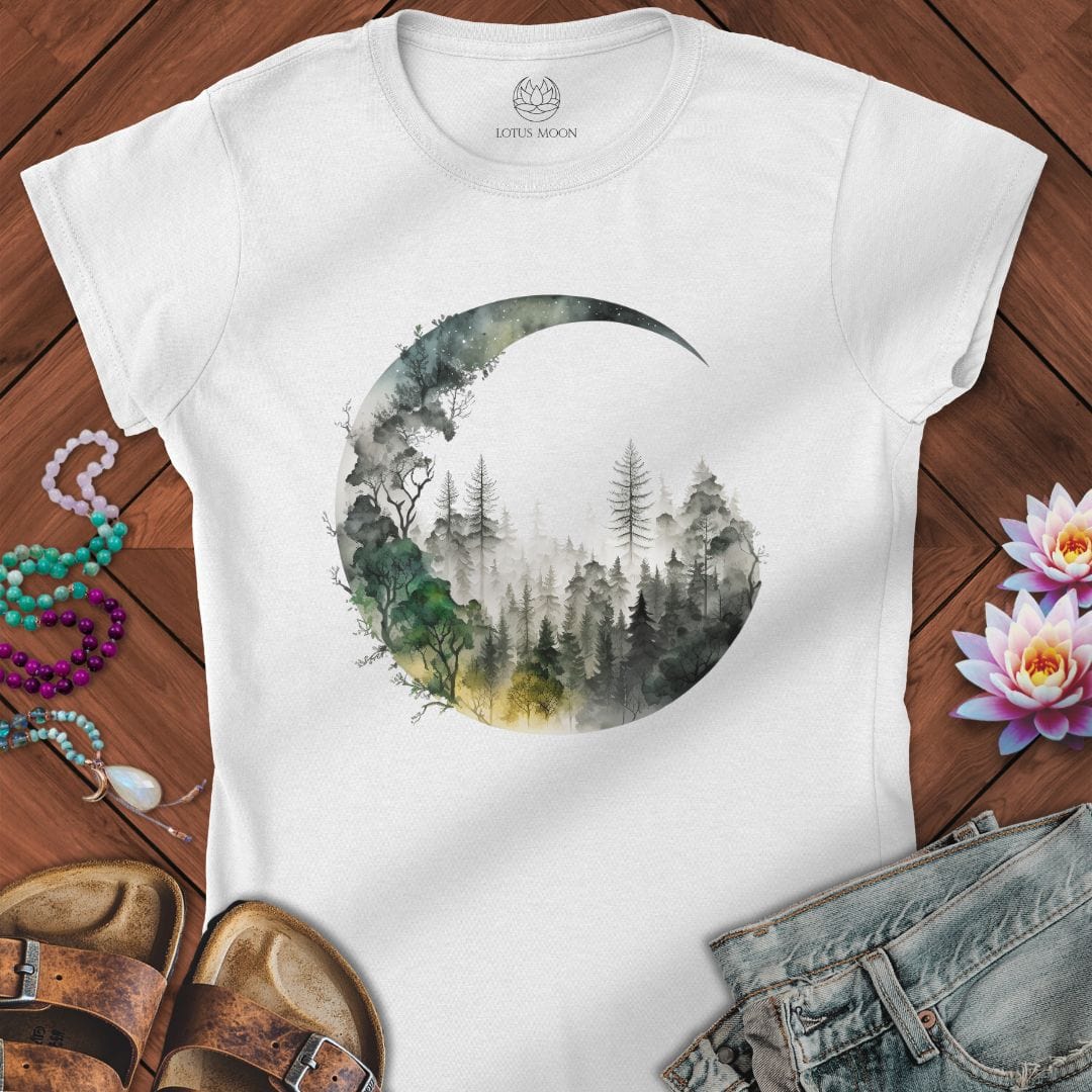 Forest Moon Fitted Tee White