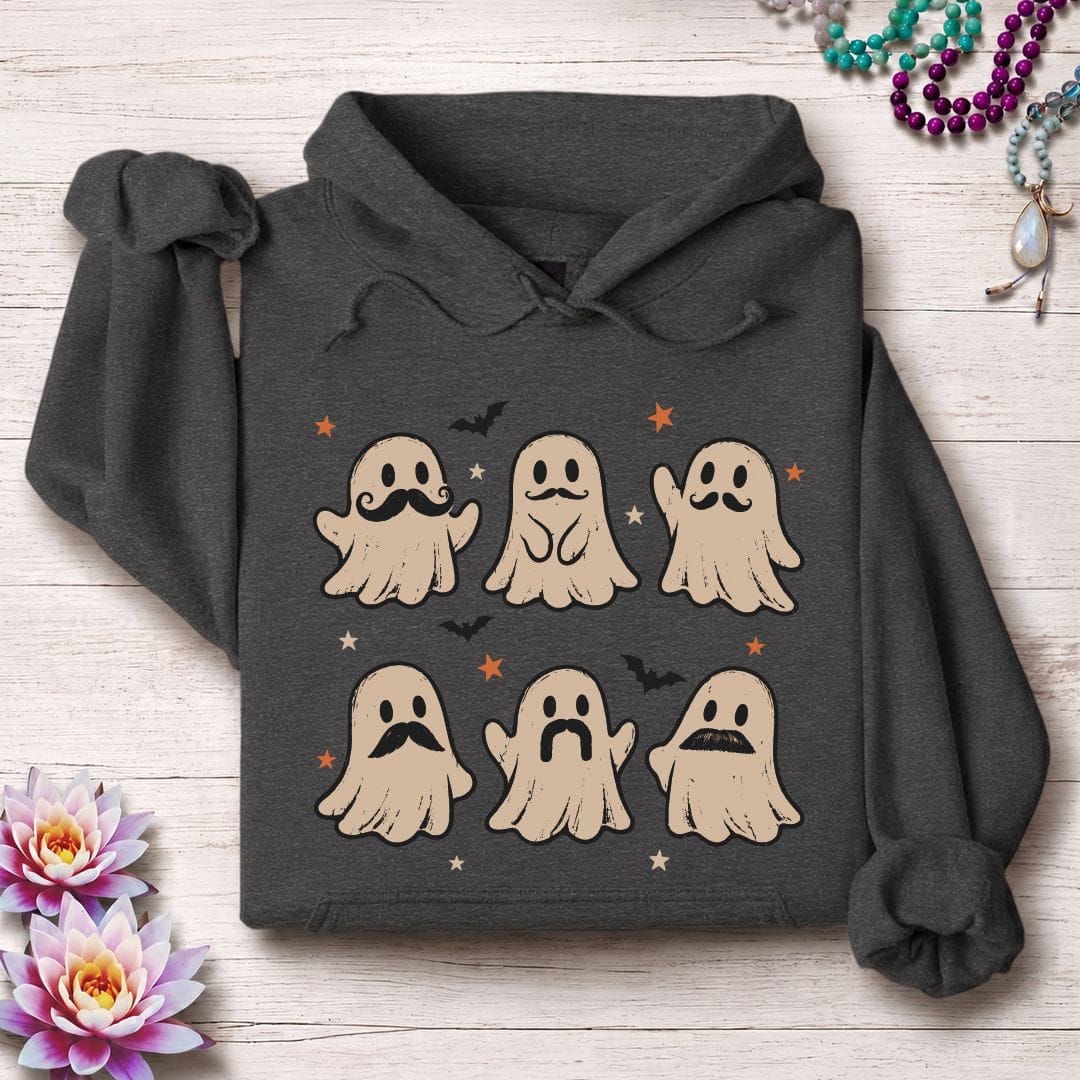 Ghost Mustache Club Hoodie Dark Heather