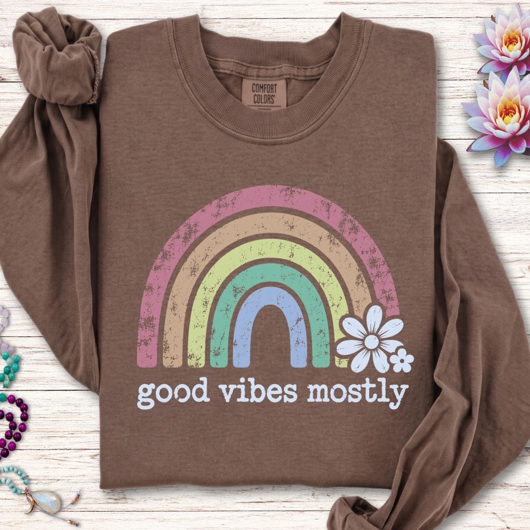 Good Vibes Mostly Long Sleeve Tee Espresso