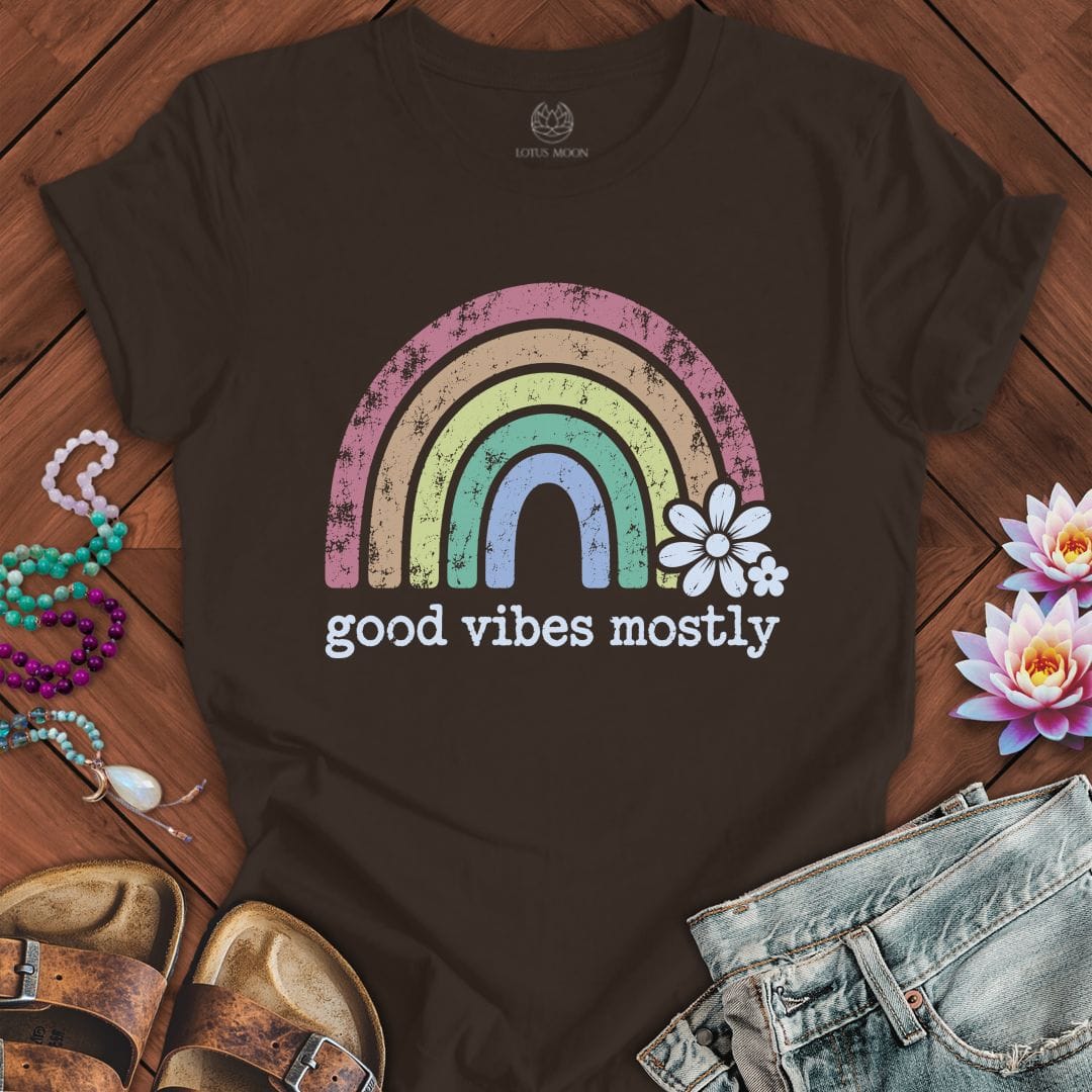 Good Vibes Mostly Tee Brown