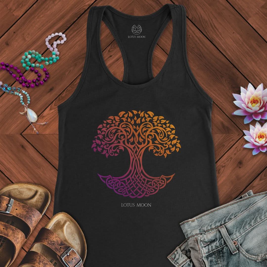 Gradient Tree of Life Tank Solid Black