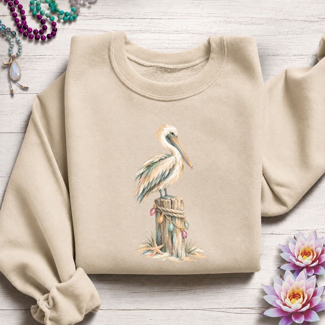 Printify Sweatshirt Holiday Pelican Sweatshirt Sand / S