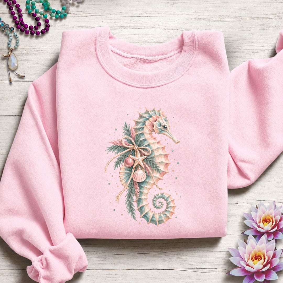 Printify Sweatshirt Holiday Seahorse Sweatshirt Light Pink / S
