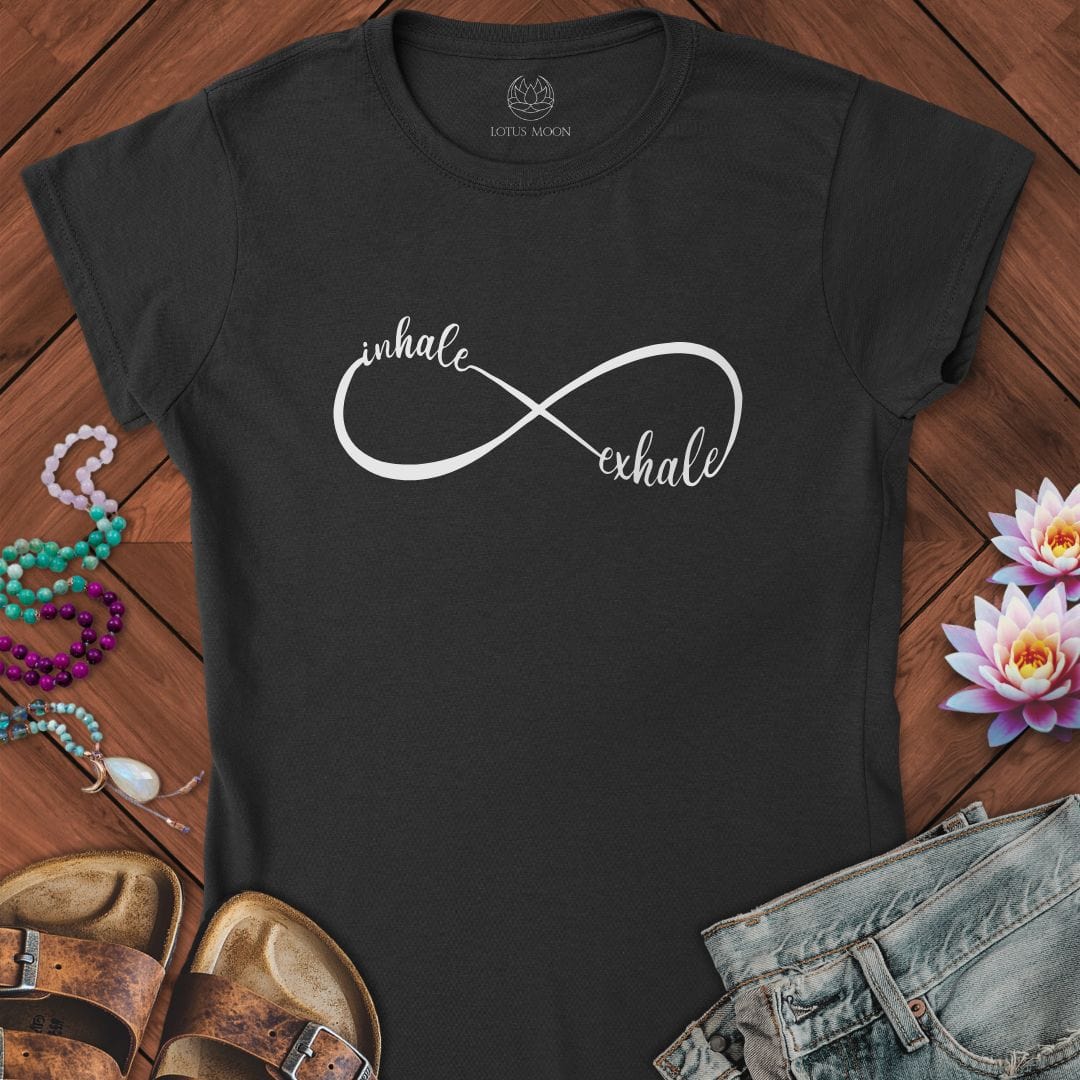 Inhale Exhale Infinity Fitted Tee Black