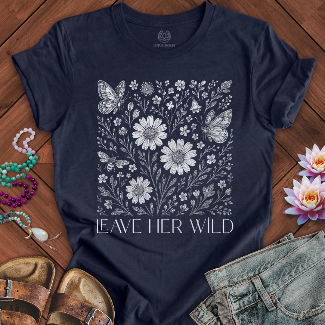 Leave Her Wild Graphic Tee Heather Midnight Navy