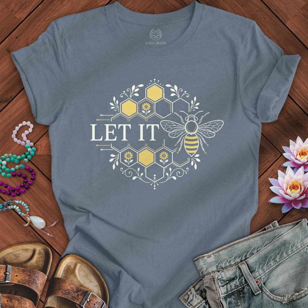 Let It Bee Honeycomb Tee Steel Blue
