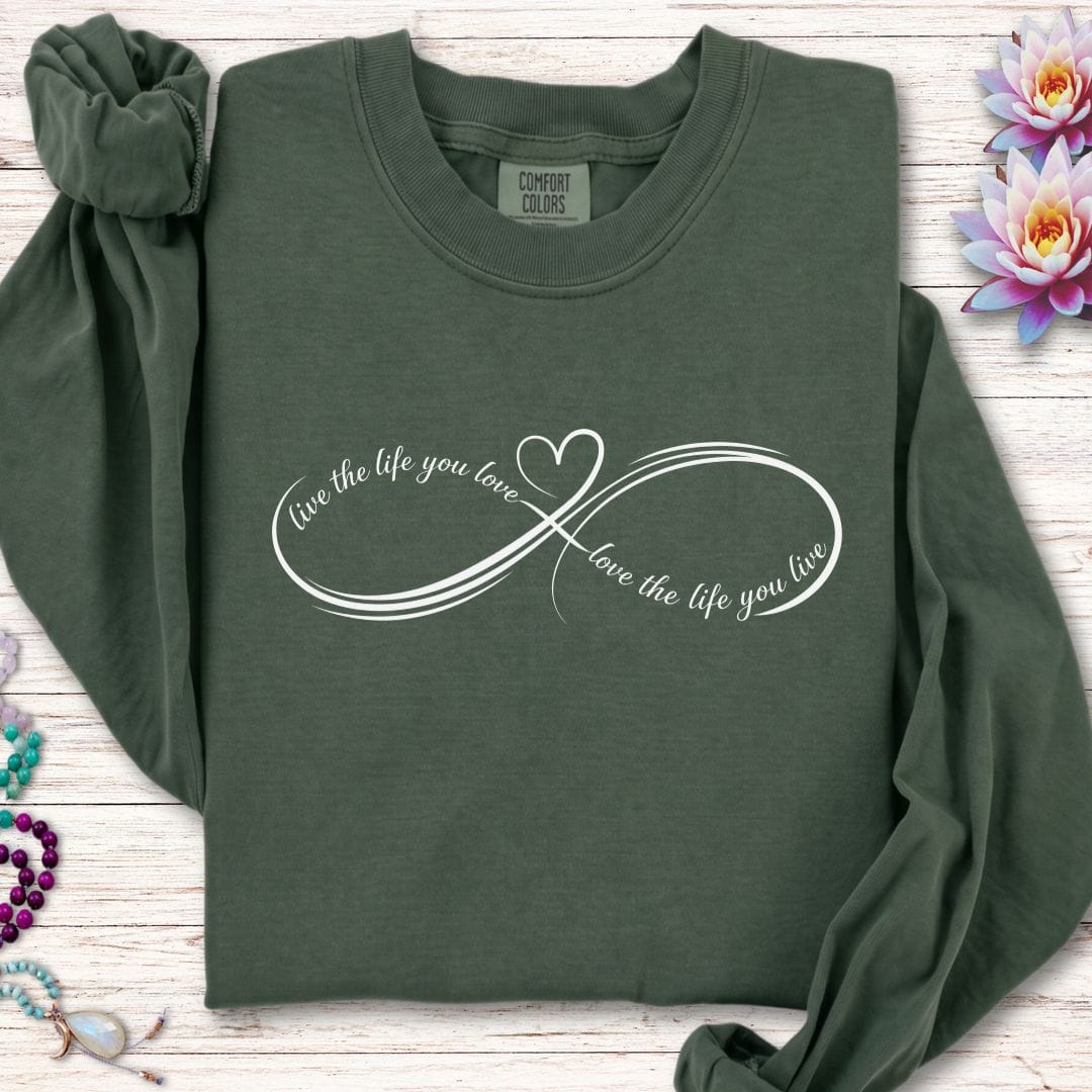 Printify Long-sleeve Live Love Infinity Long Sleeve Tee Hemp / S