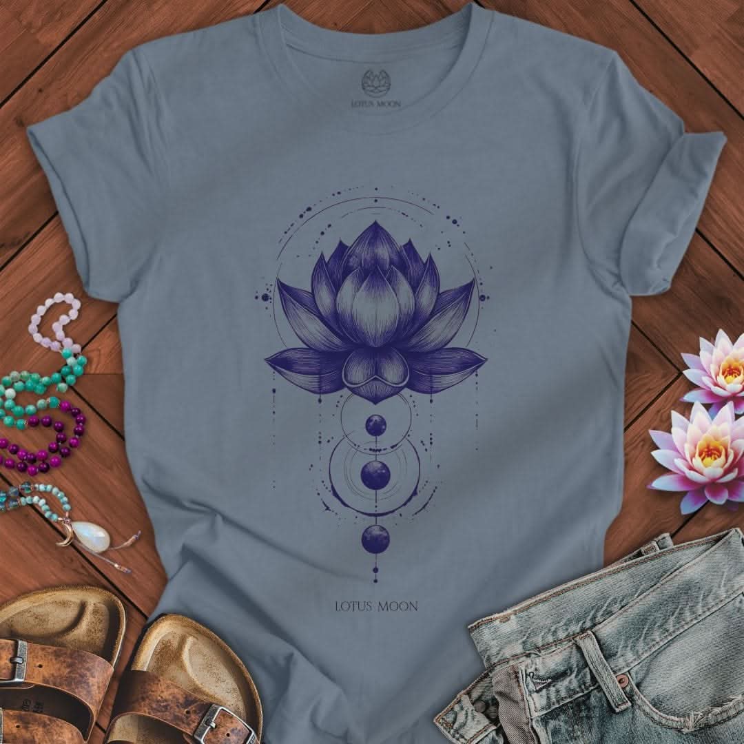 Lotus Ink Drawing Tee Steel Blue