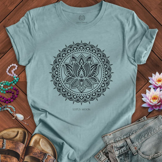 Lotus Mandala Tee Heather Blue Lagoon