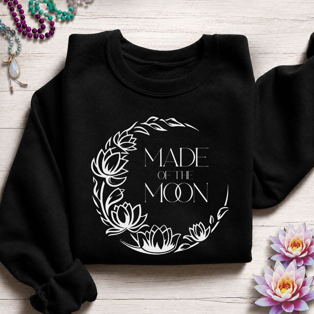 Printify Sweatshirt Made of the Moon Sweatshirt Black / S