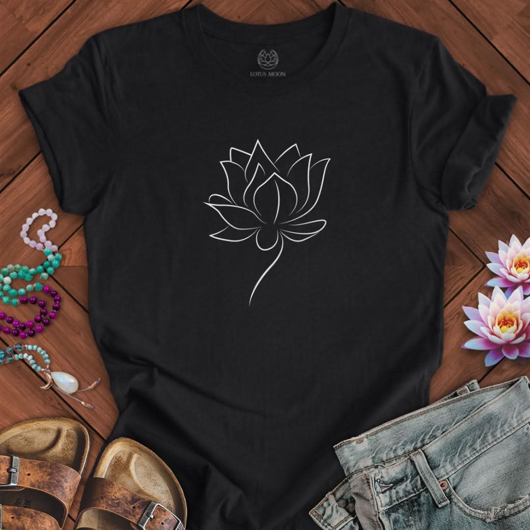 Minimalist Lotus Tee Solid Black Blend