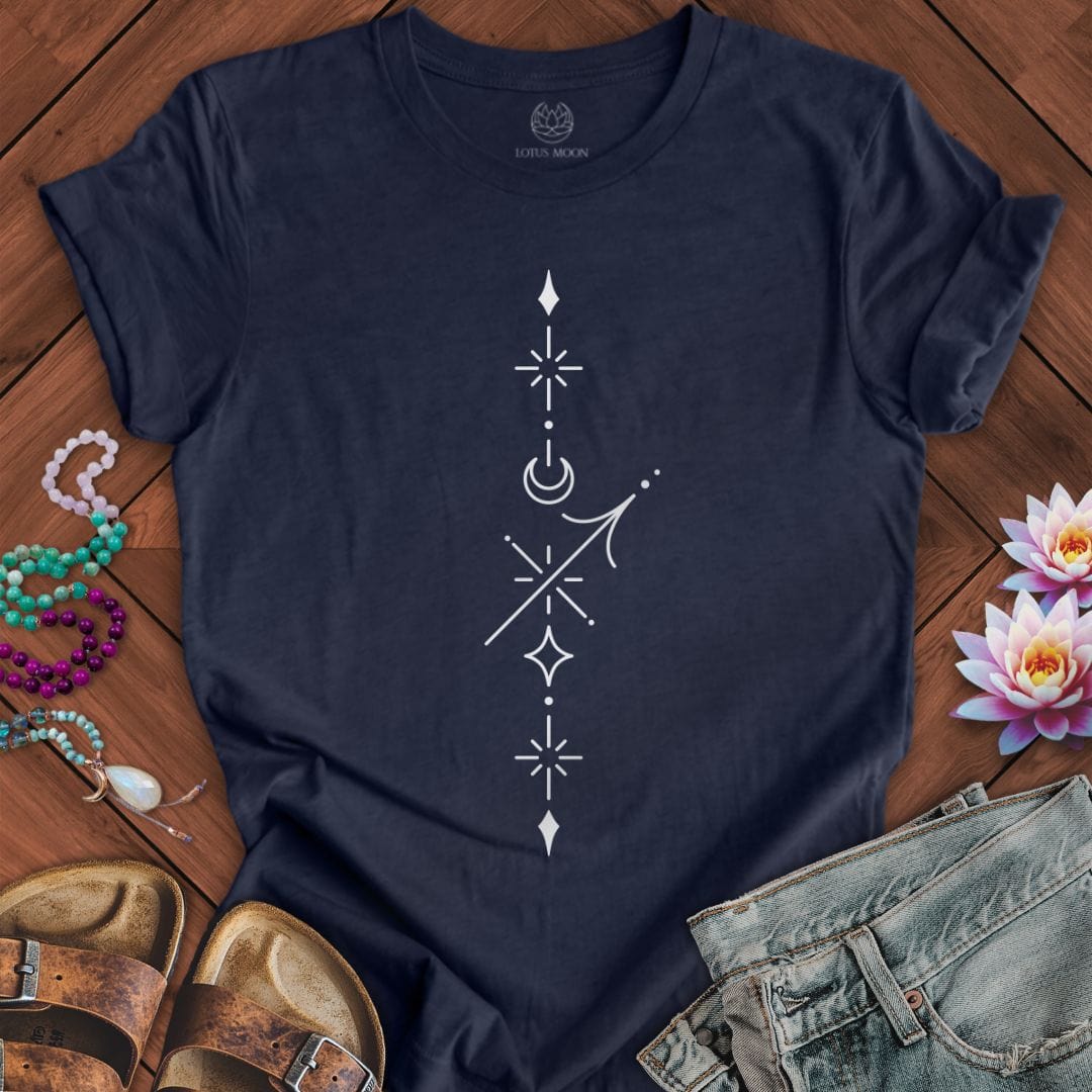 Minimalist Sagittarius Tee Heather Midnight Navy