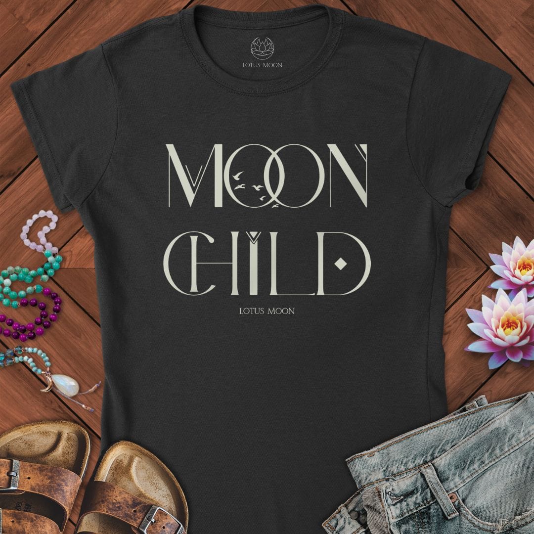 Mystic Moon Child Fitted Tee Black