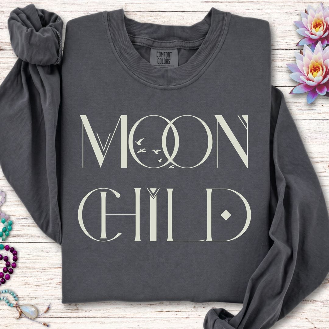 Printify Long-sleeve Mystic Moon Child Long Sleeve Tee Pepper / S