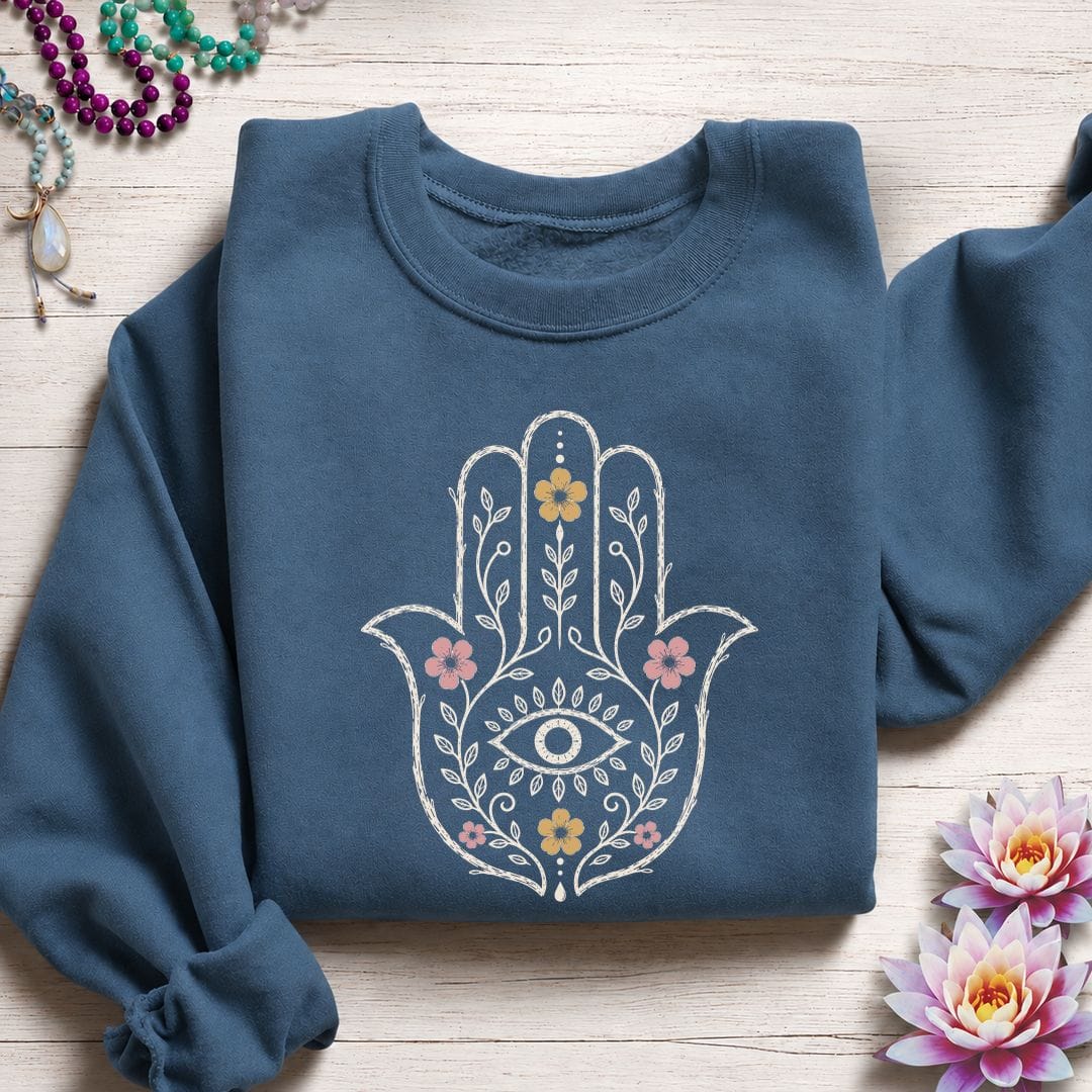 Natural Hamsa Sweatshirt Indigo Blue
