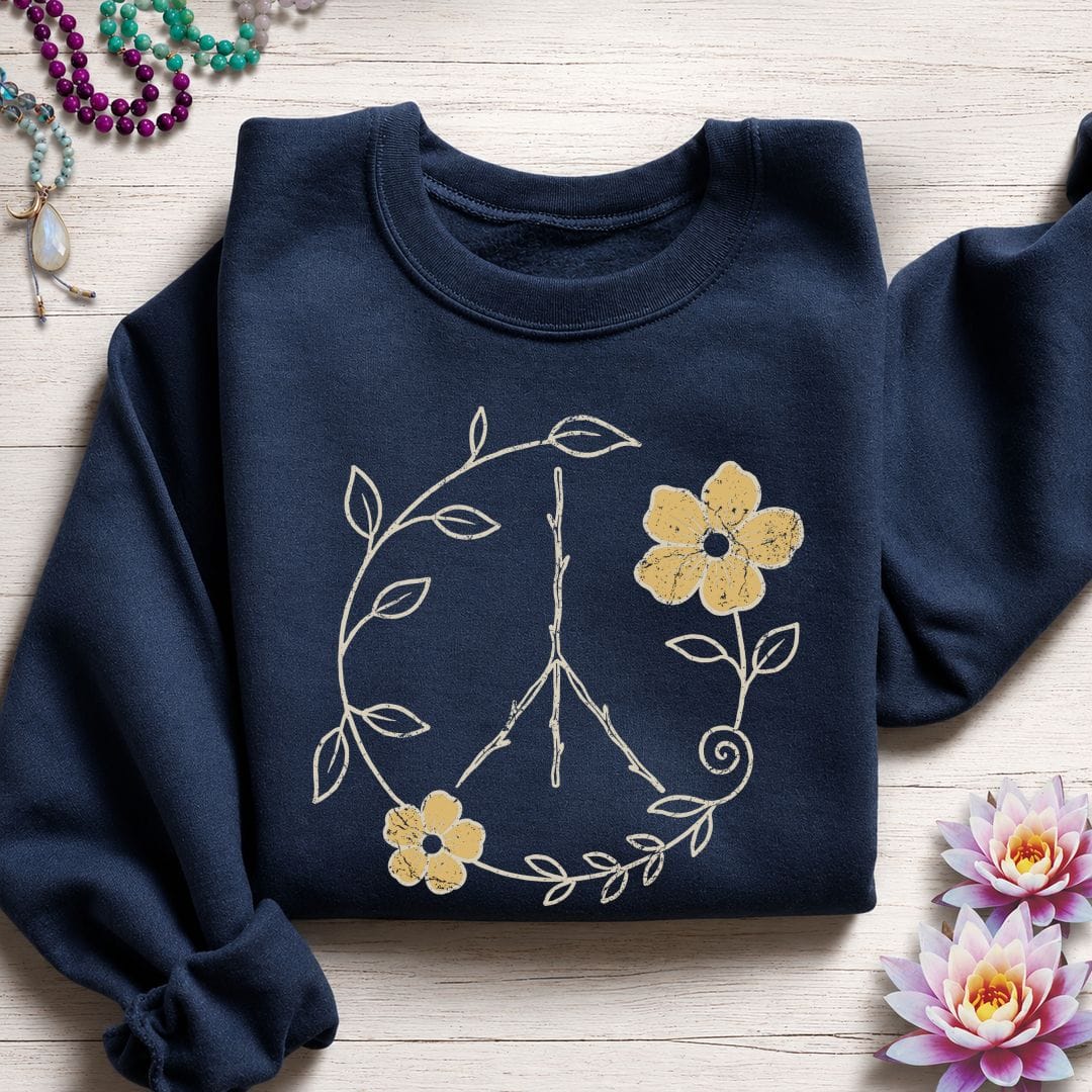 Natural Peace Sign Sweatshirt Navy