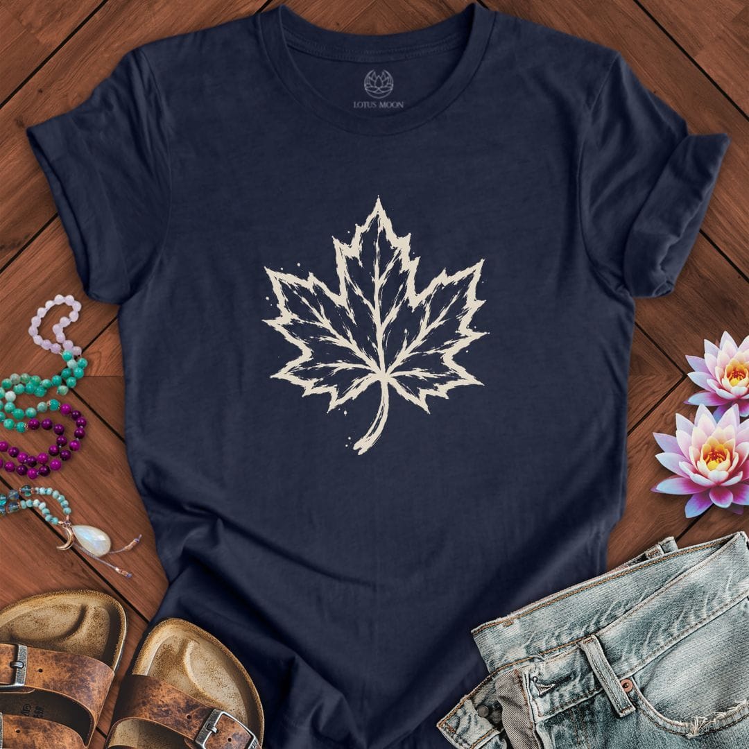 Painted Maple Leaf Tee Heather Midnight Navy