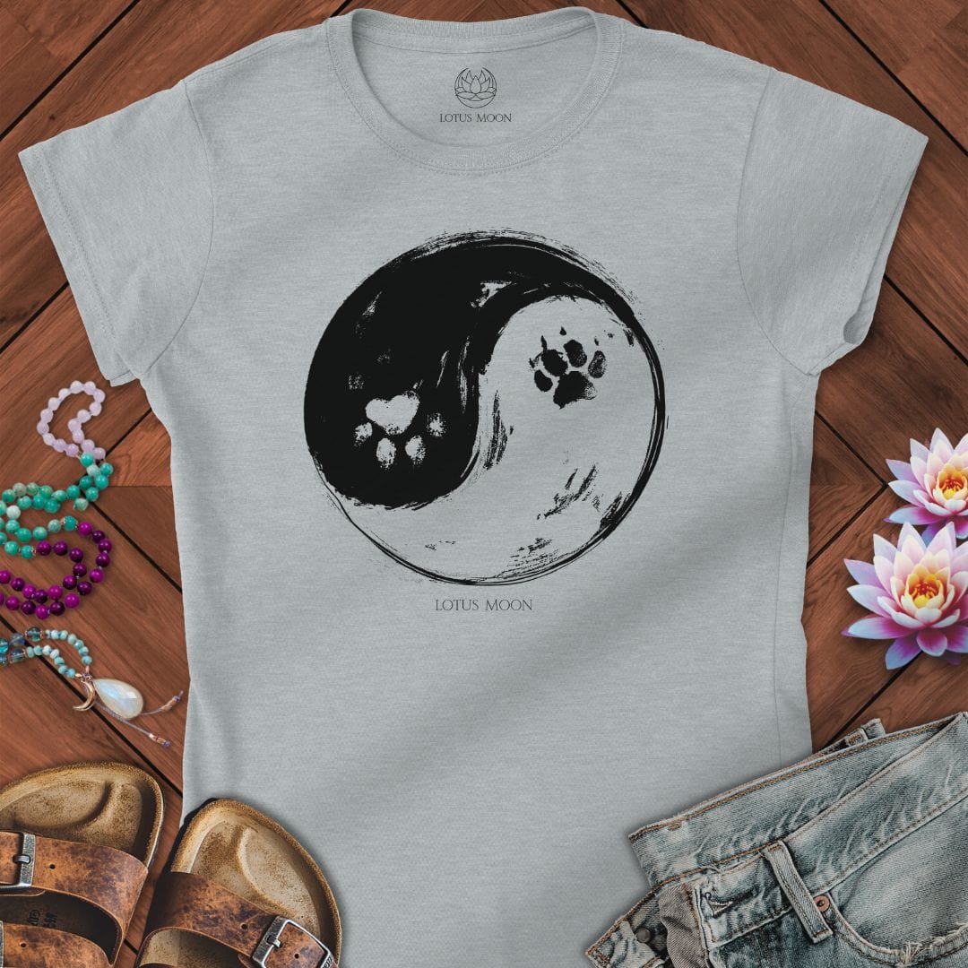 Paw Print Yin Yang Fitted Tee Sport Grey