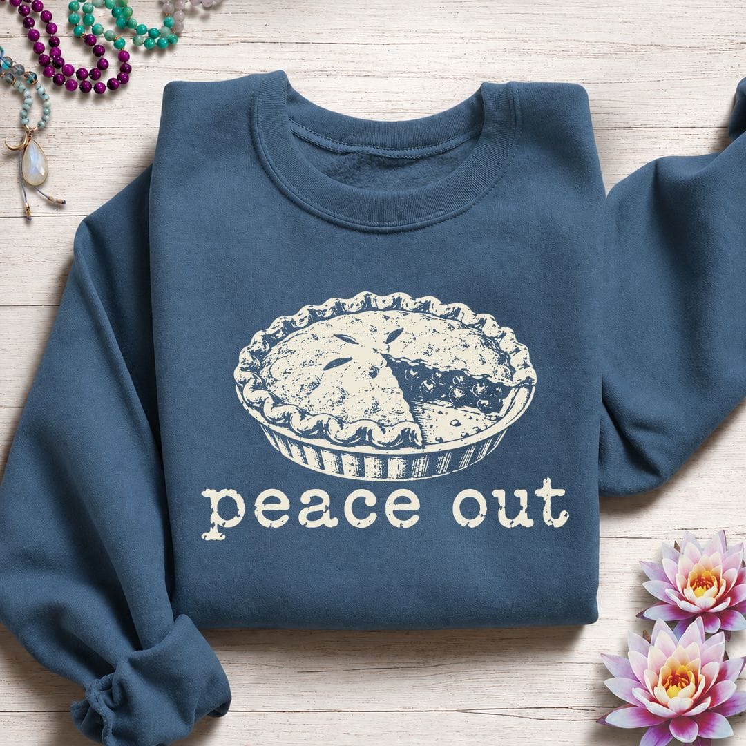 Printify Sweatshirt Peace Out Pie Sweatshirt Indigo Blue / S