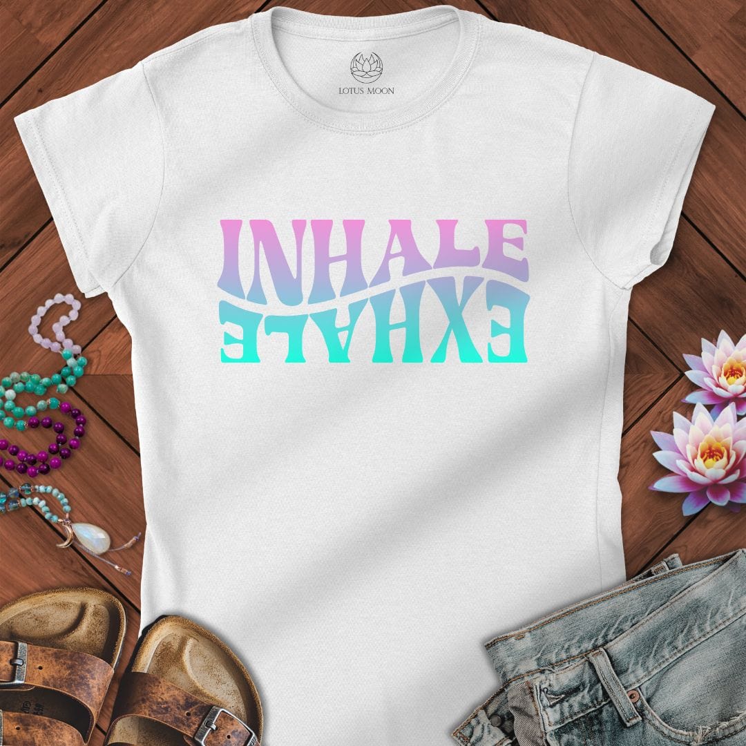 Psychedelic Inhale Exhale Fitted Tee White