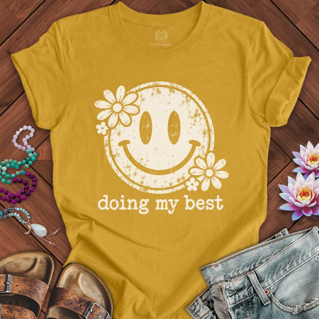 Retro Smiley Tee Heather Mustard