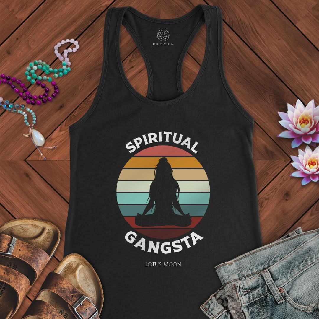 Retro Spiritual Gangsta Tank Solid Black
