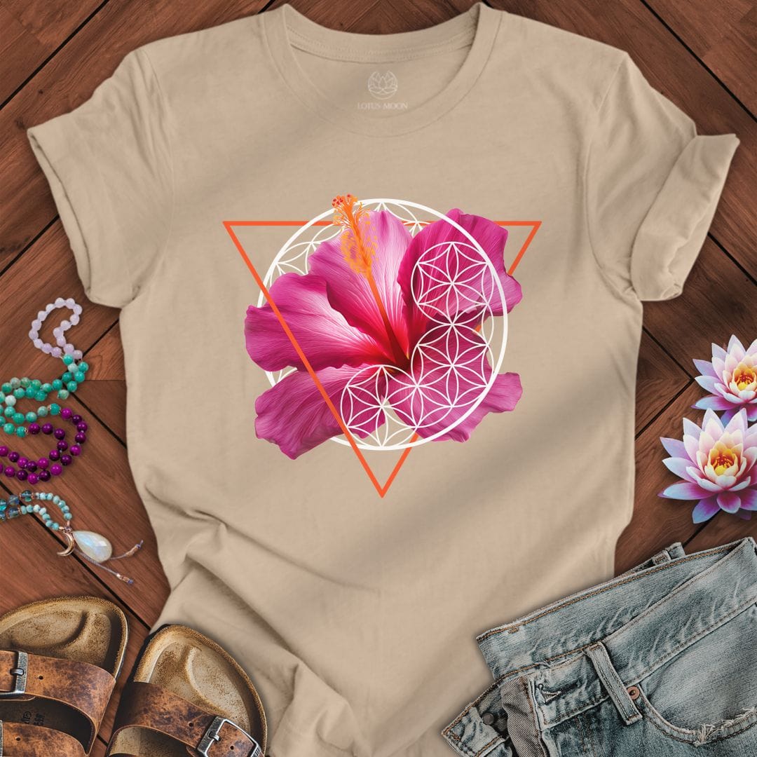 Printify T-Shirt Sacred Hibiscus Tee Tan / S