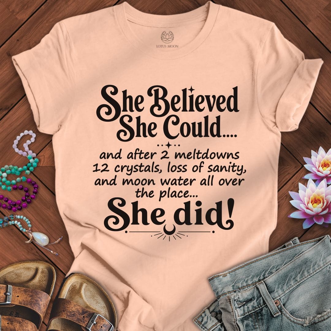 Printify T-Shirt She Believed Tee Peach / S