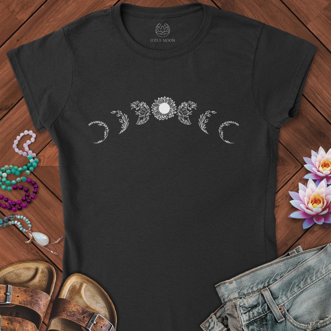 Sunflower Moon Phases Fitted Tee Black